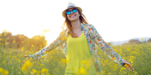 Young girl happy in the fields