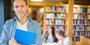 Student in the library