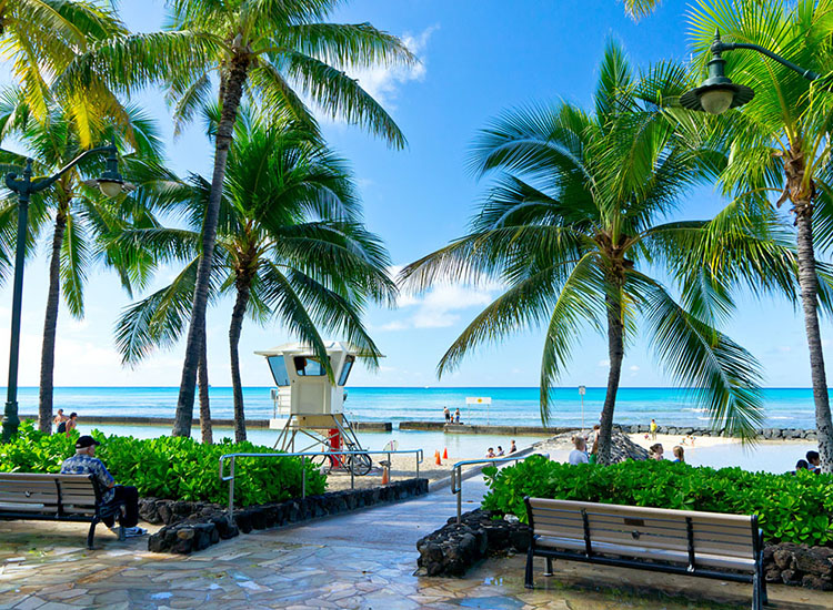 Plage d'Honolulu à Hawaii